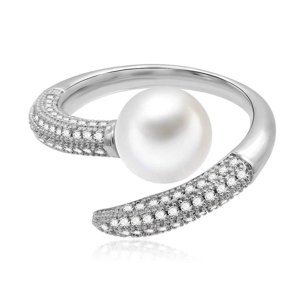 Fancy Pearl And Cubic Zirconia Ring